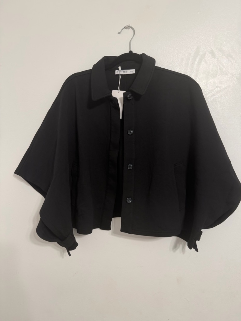 Mango Black Button-Down Cropped Jacket